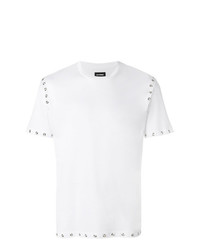 T-shirt girocollo con borchie bianca di Les Hommes