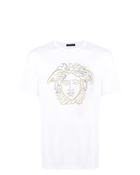 T-shirt girocollo con borchie bianca di Versace