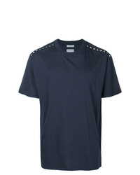 T-shirt girocollo con borchie blu scuro di Valentino