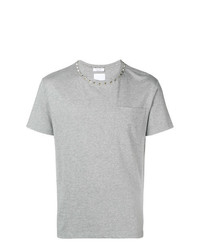 T-shirt girocollo con borchie grigia di Valentino