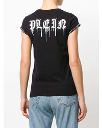 T-shirt girocollo con borchie nera di Philipp Plein