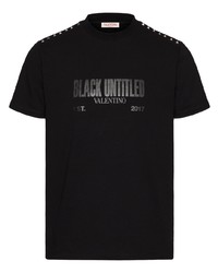 T-shirt girocollo con borchie nera di Valentino