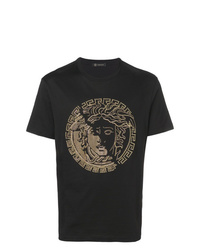 T-shirt girocollo con borchie nera di Versace