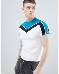 T-shirt girocollo con motivo a zigzag bianca