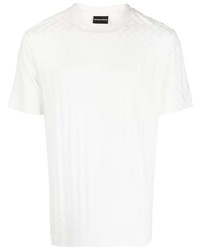 T-shirt girocollo con motivo a zigzag bianca di Emporio Armani