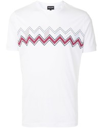 T-shirt girocollo con motivo a zigzag bianca di Giorgio Armani