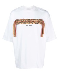 T-shirt girocollo con motivo a zigzag bianca di Lanvin