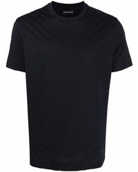 T-shirt girocollo con motivo a zigzag blu scuro di Emporio Armani