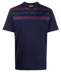T-shirt girocollo con motivo a zigzag blu scuro di Missoni