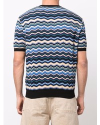 T-shirt girocollo con motivo a zigzag blu scuro di Missoni