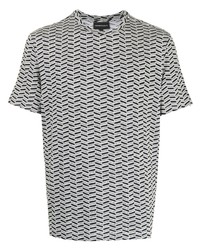 T-shirt girocollo con motivo a zigzag grigia di Emporio Armani