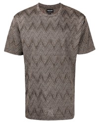 T-shirt girocollo con motivo a zigzag grigia di Giorgio Armani