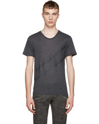 T-shirt girocollo con motivo a zigzag grigio scuro