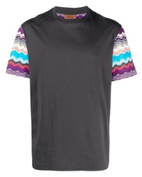 T-shirt girocollo con motivo a zigzag grigio scuro di Missoni