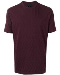 T-shirt girocollo con motivo a zigzag melanzana scuro