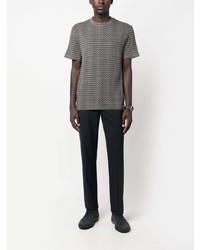 T-shirt girocollo con motivo a zigzag nera di Giorgio Armani