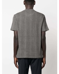 T-shirt girocollo con motivo a zigzag nera di Giorgio Armani