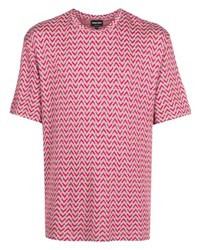 T-shirt girocollo con motivo a zigzag rossa