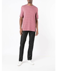 T-shirt girocollo con motivo a zigzag rossa di Giorgio Armani