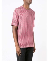 T-shirt girocollo con motivo a zigzag rossa di Giorgio Armani