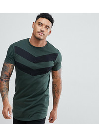 T-shirt girocollo con motivo a zigzag verde scuro