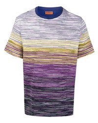 T-shirt girocollo con motivo a zigzag viola chiaro