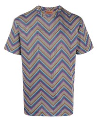 T-shirt girocollo con motivo a zigzag viola melanzana