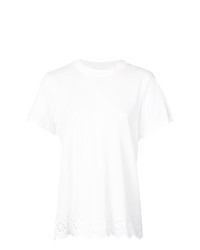 T-shirt girocollo con occhielli bianca