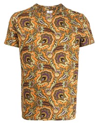 T-shirt girocollo con stampa cachemire arancione
