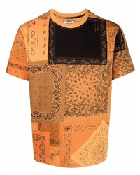 T-shirt girocollo con stampa cachemire arancione di Kenzo