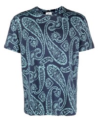 T-shirt girocollo con stampa cachemire azzurra di Etro