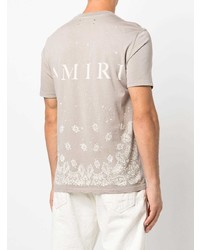 T-shirt girocollo con stampa cachemire beige di Amiri
