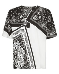 T-shirt girocollo con stampa cachemire bianca di Dolce & Gabbana