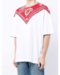 T-shirt girocollo con stampa cachemire bianca di Marcelo Burlon County of Milan