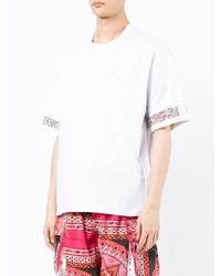 T-shirt girocollo con stampa cachemire bianca di Sacai