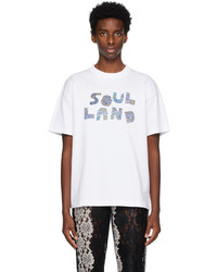 T-shirt girocollo con stampa cachemire bianca di Soulland