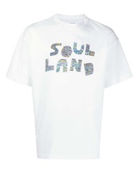 T-shirt girocollo con stampa cachemire bianca di Soulland