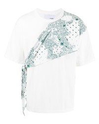 T-shirt girocollo con stampa cachemire bianca di Yoshiokubo