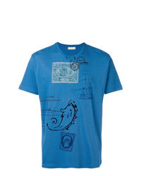 T-shirt girocollo con stampa cachemire blu