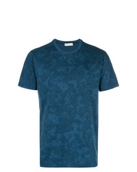 T-shirt girocollo con stampa cachemire blu scuro