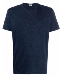 T-shirt girocollo con stampa cachemire blu scuro di Etro