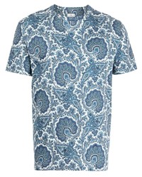 T-shirt girocollo con stampa cachemire blu di Etro