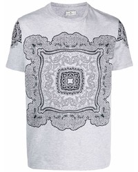 T-shirt girocollo con stampa cachemire grigia di Etro