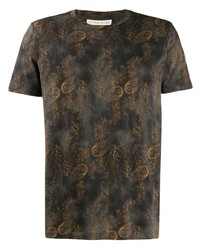 T-shirt girocollo con stampa cachemire grigio scuro di Etro