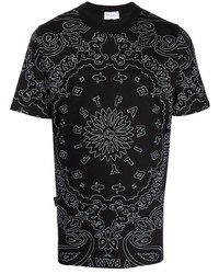 T-shirt girocollo con stampa cachemire nera e bianca di Family First