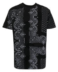 T-shirt girocollo con stampa cachemire nera e bianca di Givenchy
