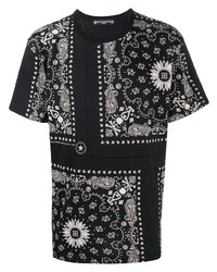 T-shirt girocollo con stampa cachemire nera e bianca di Mastermind Japan