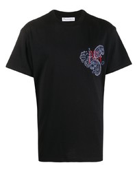 T-shirt girocollo con stampa cachemire nera di JW Anderson