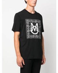 T-shirt girocollo con stampa cachemire nera di Moncler