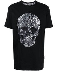 T-shirt girocollo con stampa cachemire nera di Philipp Plein